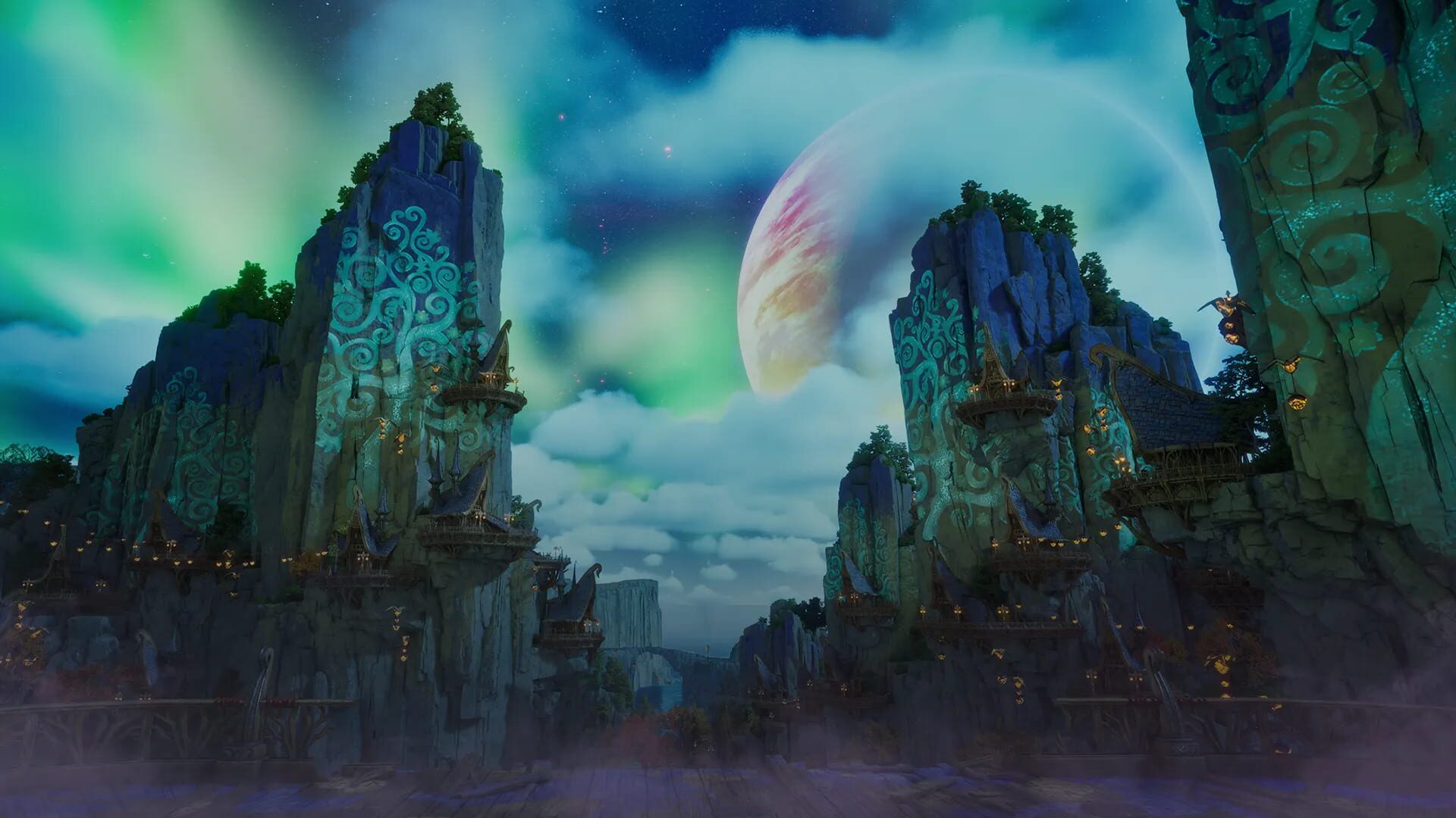 Vue d’un environnement aérien et fantastique dans Aion 2