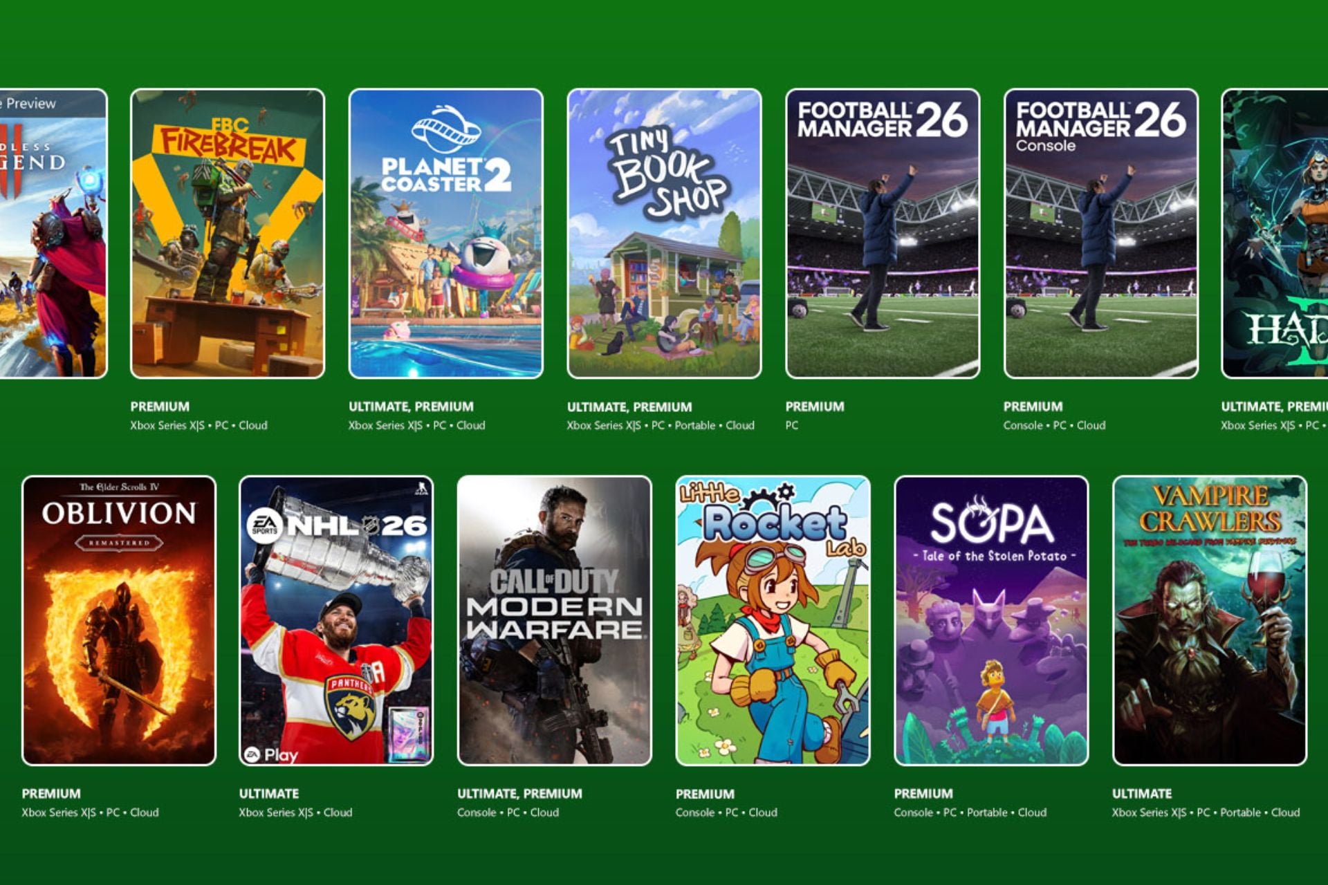 Visuel Xbox Game Pass sur fond vert