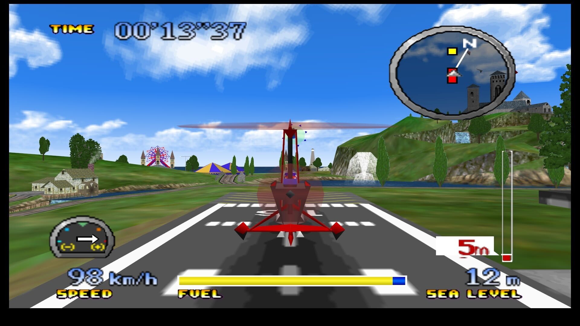 Pilotwings 64 sur Nintendo 64, séquence de deltaplane