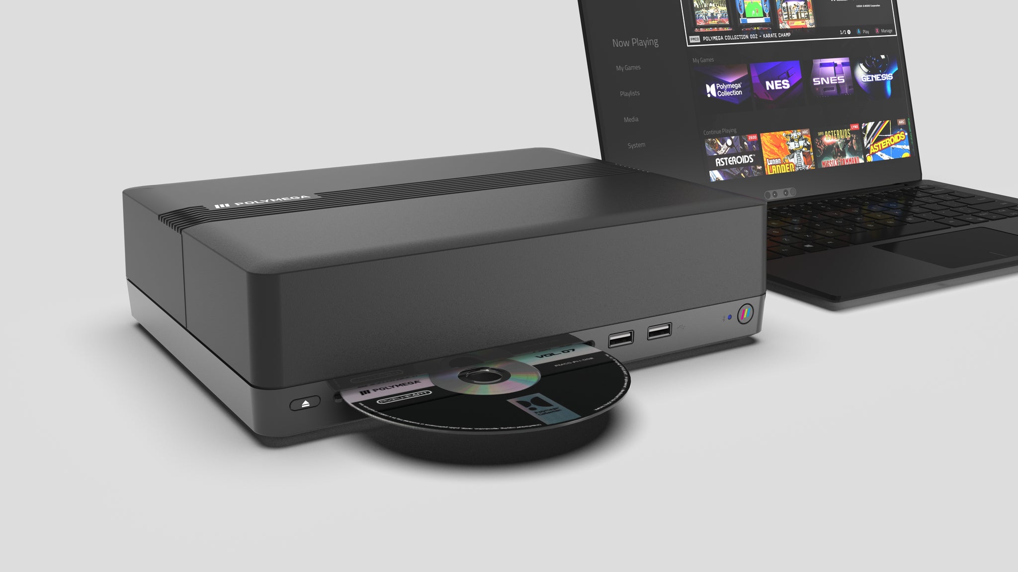 Polymega Remix connectée à un ordinateur portable