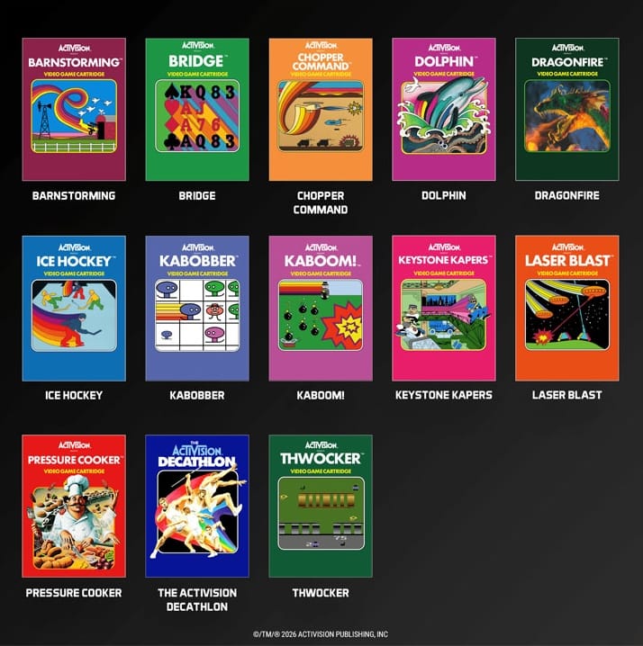 Sélection de jeux de la compilation Evercade Activision Collection 3