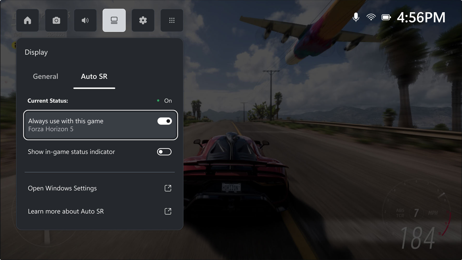 Interface Auto SR de la ROG Xbox Ally X en mode docké