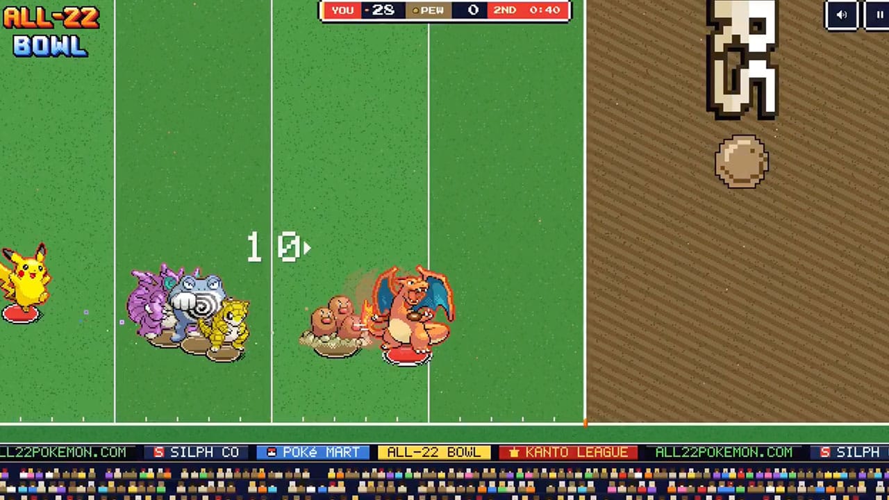 Gengar dans All 22, jeu de football américain avec des Pokémon