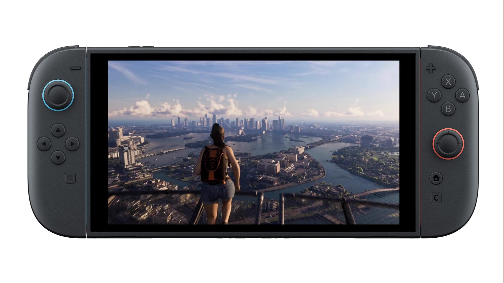 Illustration VGC montrant GTA 6 sur une console type Switch 2