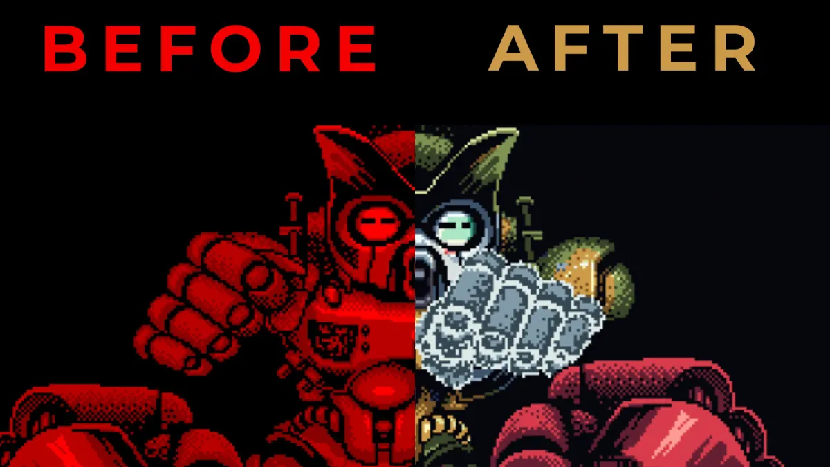 Comparaison avant/après de VBoy Color montrant la recolorisation des jeux Virtual Boy